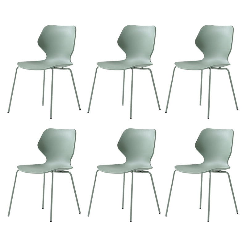 Modern Wing Back Side Chair Plastic Armless Dining Chair with Metal Base