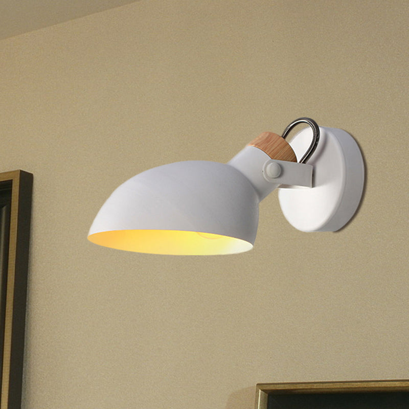 Bowl Shade Metallic Wall Sconce Light Contemporary 1 Light Black/White Finish Wall Lamp for Bedroom