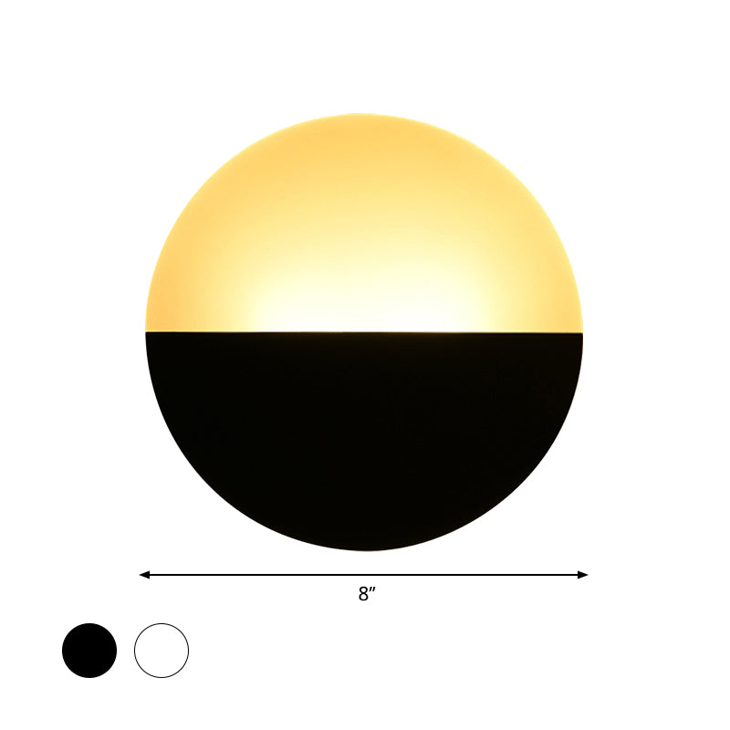 Simplicità Round Round Acrilic Wall Sconce LED Luce a parete a parete singola Apparecchiatura in bianco/nero