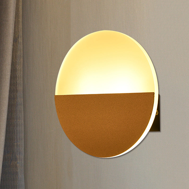 Simplicità Round Round Acrilic Wall Sconce LED Luce a parete a parete singola Apparecchiatura in bianco/nero