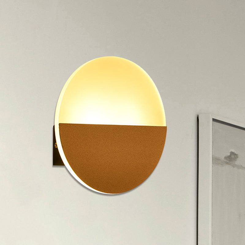 Simplicità Round Round Acrilic Wall Sconce LED Luce a parete a parete singola Apparecchiatura in bianco/nero