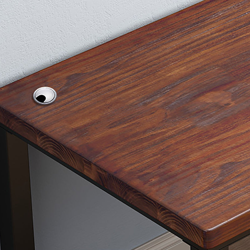Industrial Rectangular Home Office Desk Solid Wood Writing Desk with Metal Legs