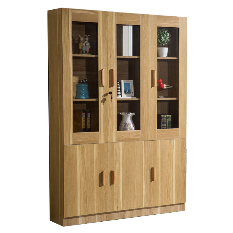 Modern Bookcase Closed Back Engineered Wood Bookshelf with Doors