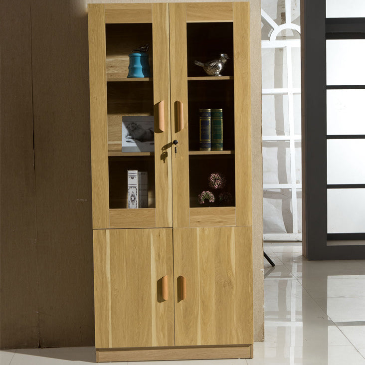 Contemporary Bookcase Closed Back Vertical Engineered Wood Shelf Bookcase with Doors