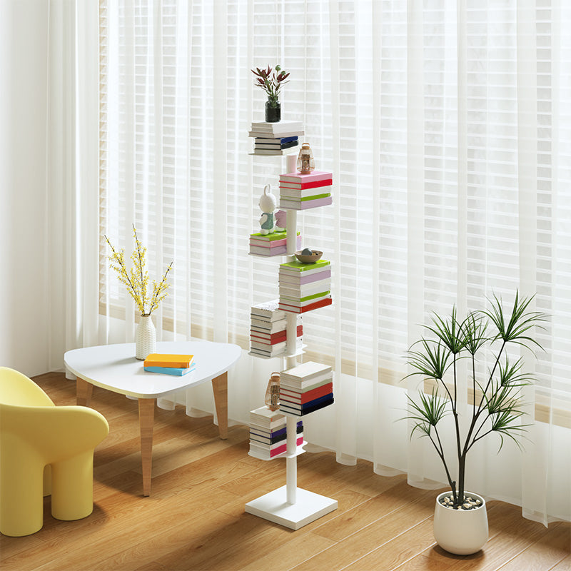 White/Black Bookcase Contemporary Style Bookshelf for Home and Office
