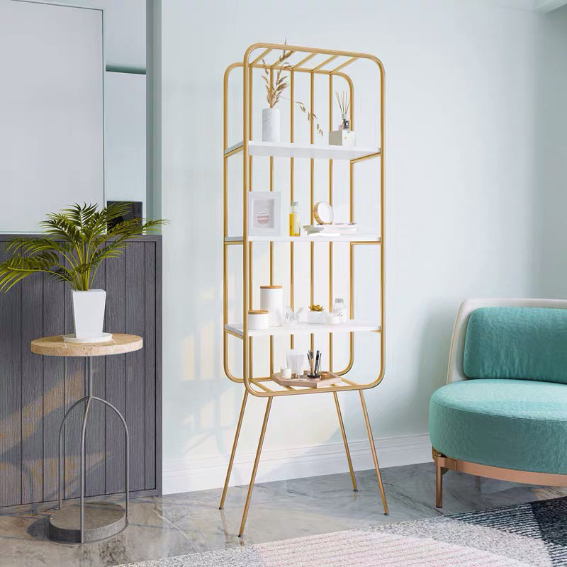 Glam Metal Bookshelf Geometric Shelf Bookcase for Study Room 70.9" H X 11.8" W