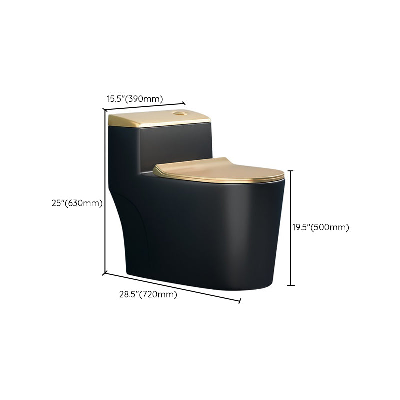 Traditional One Piece Toilet Floor Mounted Black Toilet Bowl with Seat for Washroom