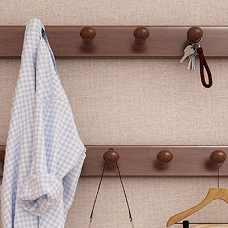 Contemporary Style Coat Hanger Hooks Design Solid Rubberwood Coat Rack with Drawer