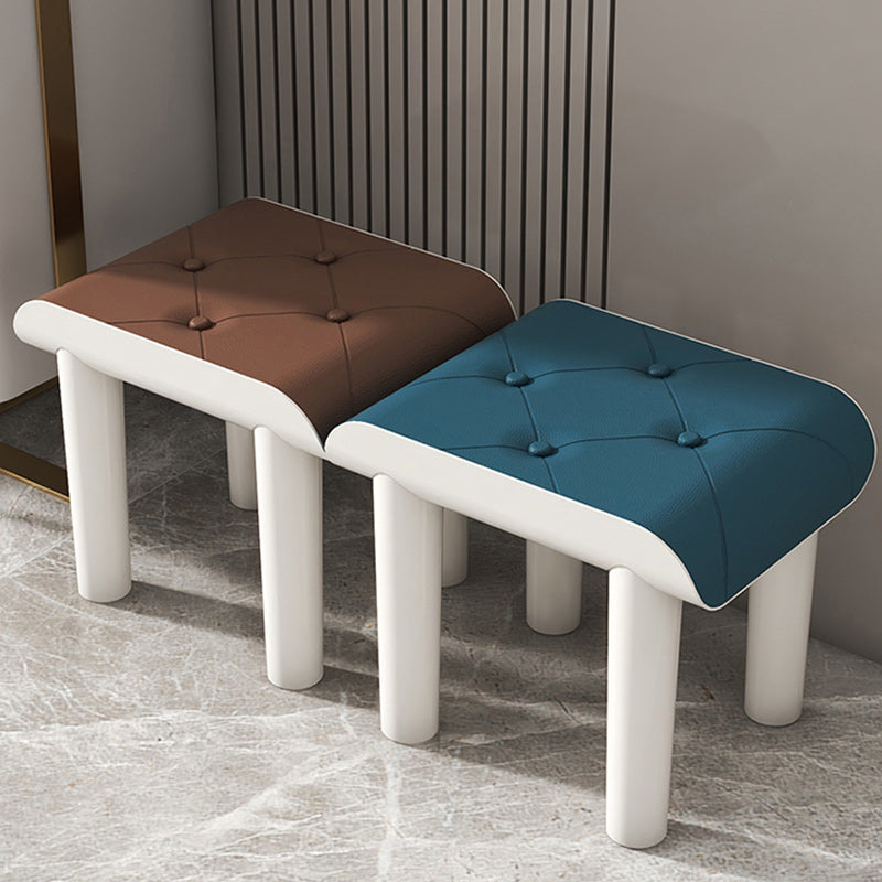 Faux Leather Pouf Whole Colored Modern Tufted Rectangle Stain Resistant Ottoman