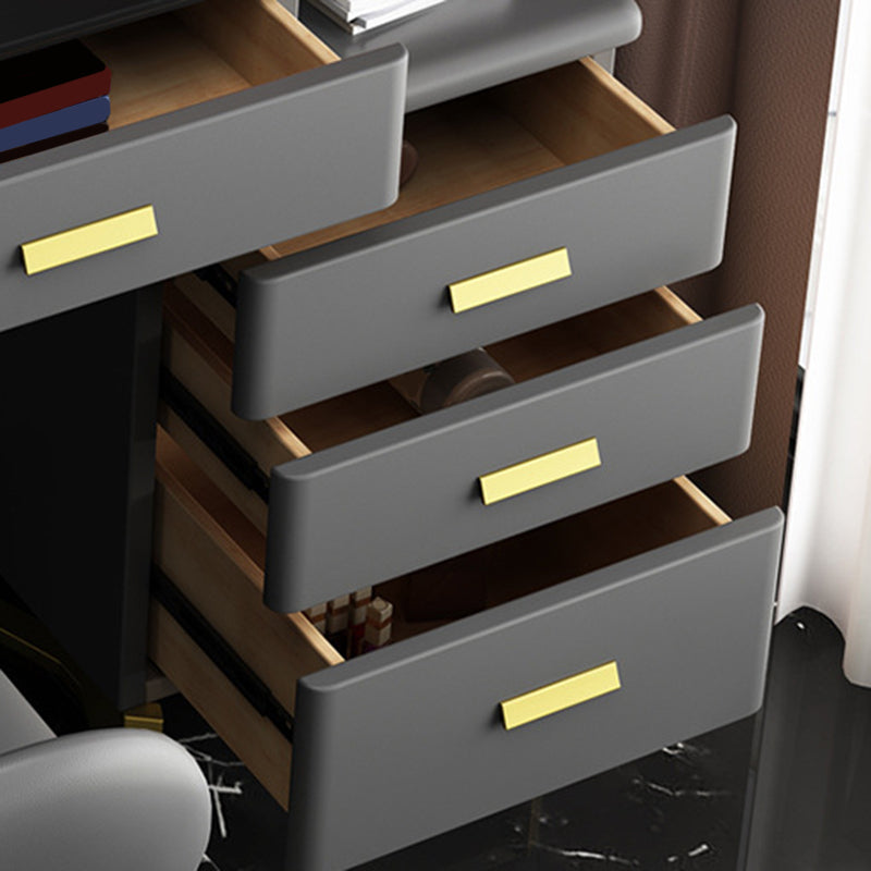 5-Drawer Slate Vanity Makeup Desk with Storage Shelves - 51.2" H
