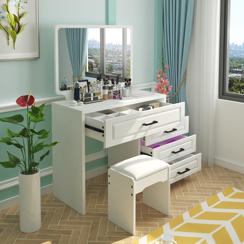 White Mirrored Vanity Bedroom Make-up Vanity 3-Piece Table Set