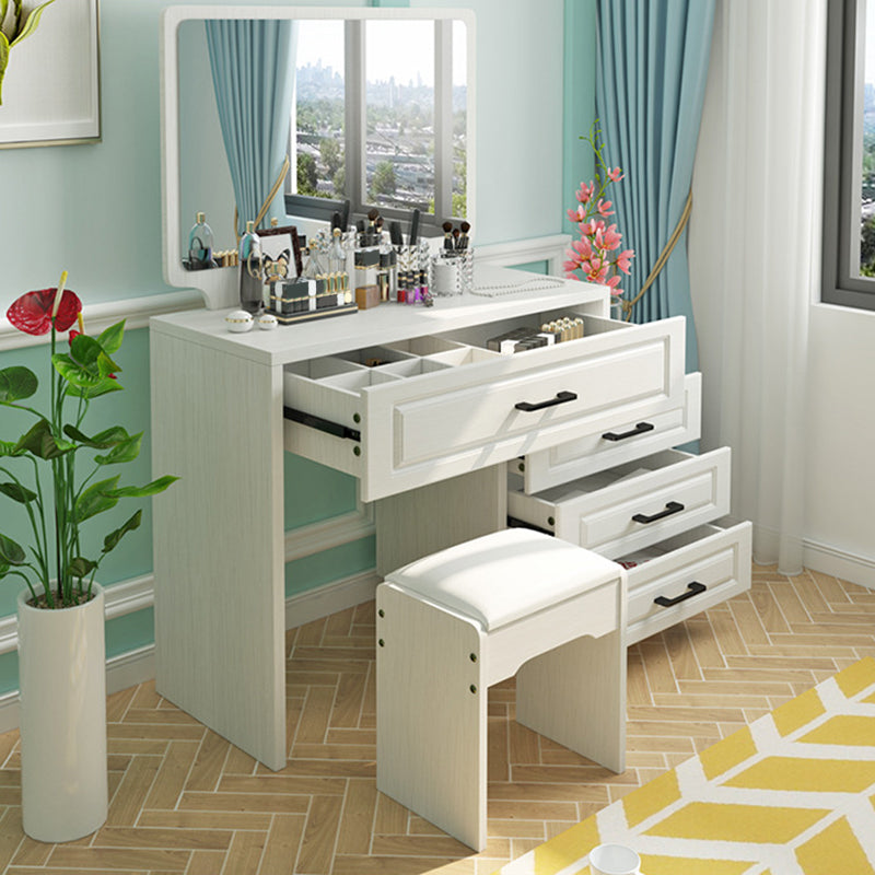 White Mirrored Vanity Bedroom Make-up Vanity 3-Piece Table Set