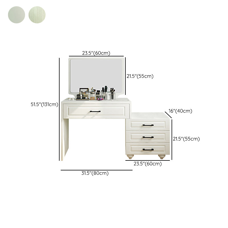 White Mirrored Vanity Bedroom Make-up Vanity 3-Piece Table Set