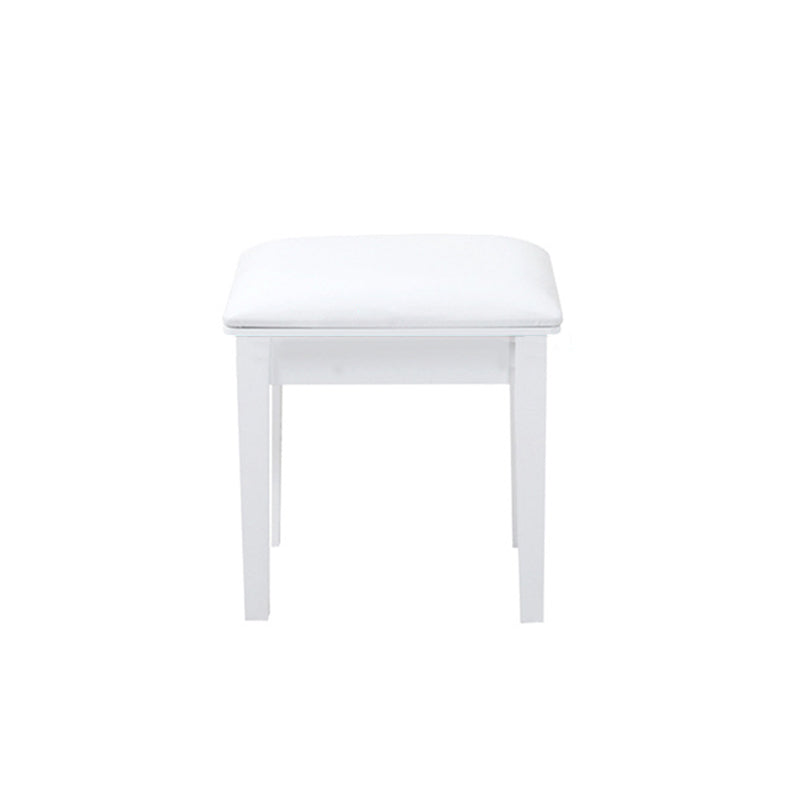 Flip Single Mirror Vanity Desk Double Drawers Straight Feet Dresser in White