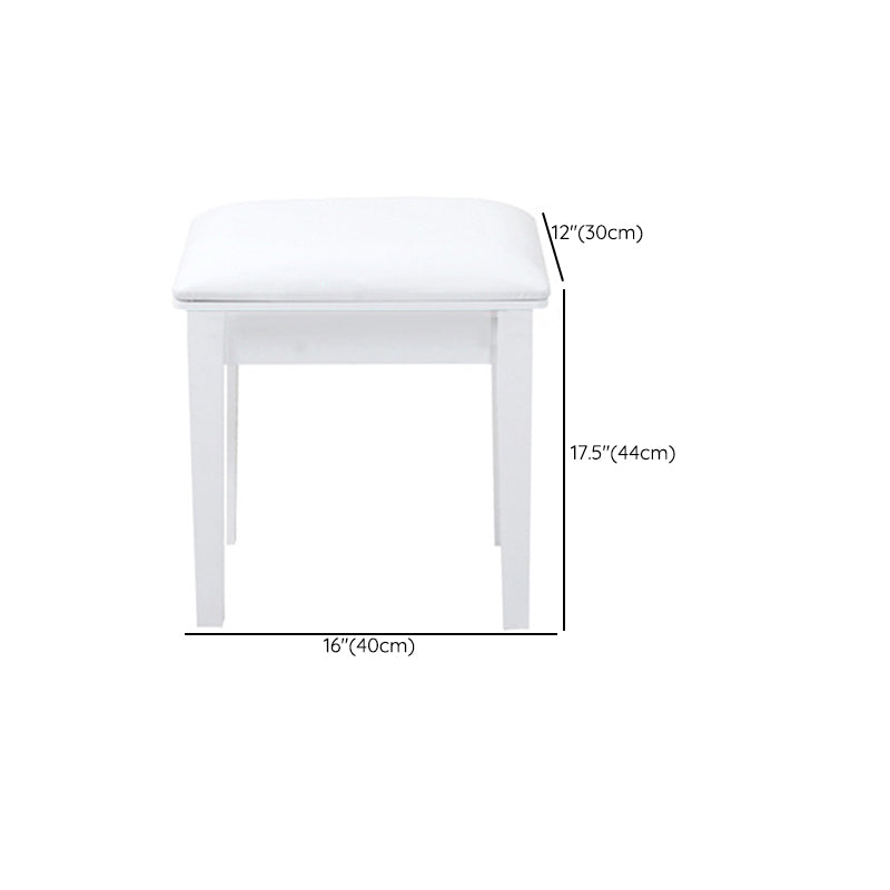 Flip Single Mirror Vanity Desk Double Drawers Straight Feet Dresser in White
