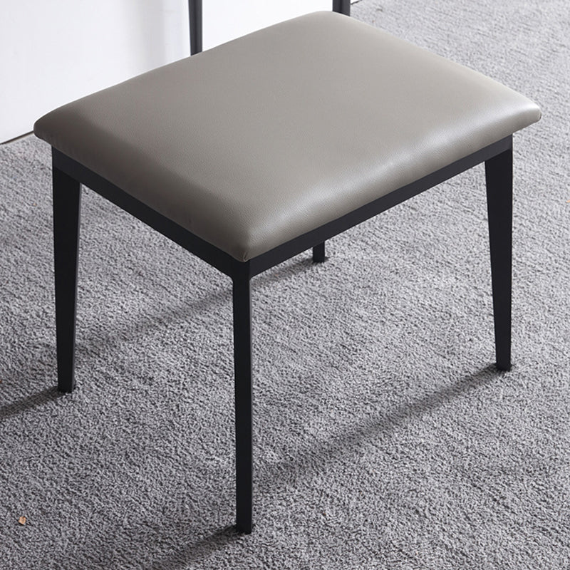 Modern Gray Vanity Mirrored Wood Makeup Dressing Table Stool Set