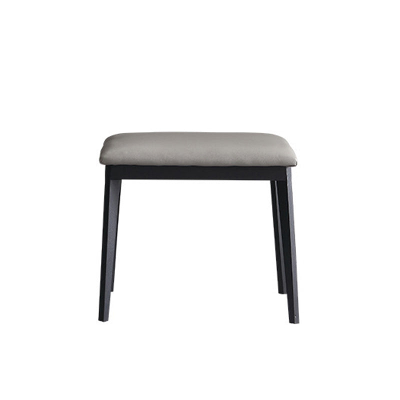 Modern Gray Vanity Mirrored Wood Makeup Dressing Table Stool Set