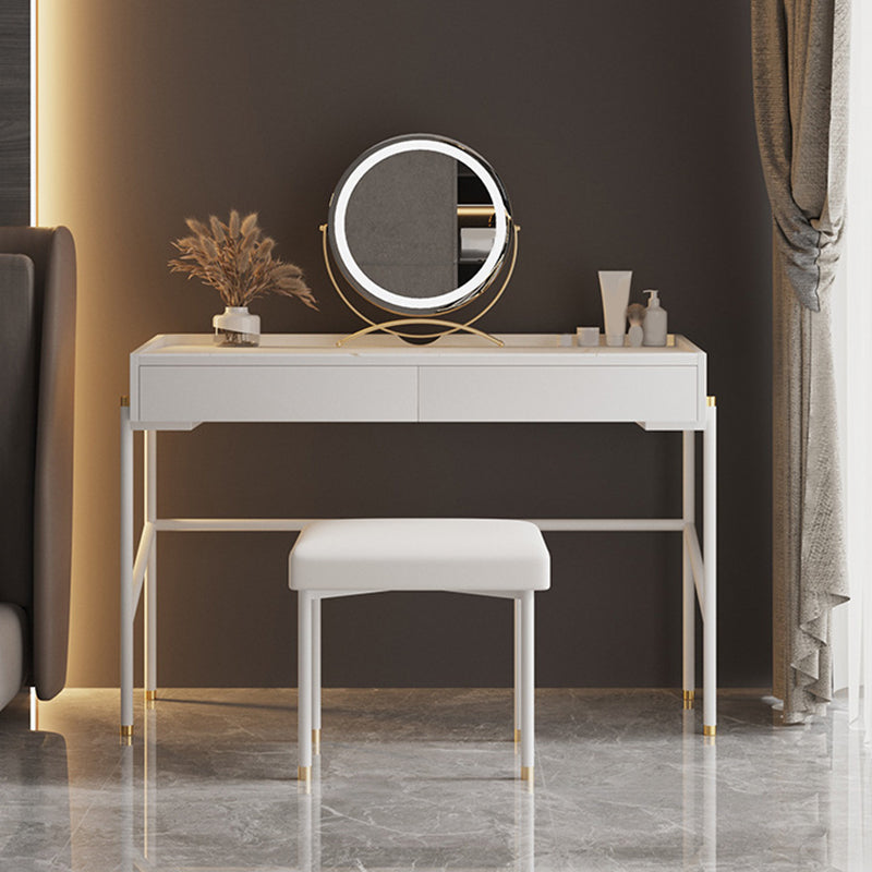 2 Drawers Makeup Table Desk Contemporary White Solid Wood Vanity