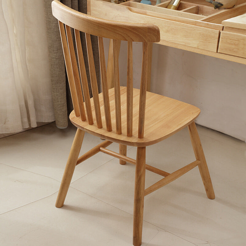 Scandinavian Wood Dressing Table Mirrored Makeup Vanity Stool Set
