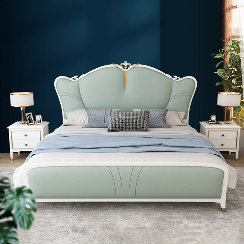 Upholstered Green Bed Frame Victorian Solid Wood Queen/King Bed