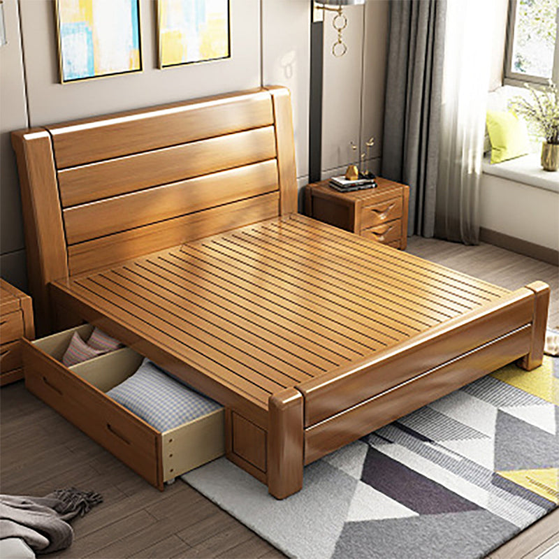 84.65-inch Wide Traditional Bed Frame Pine Wood Bed with Headboard