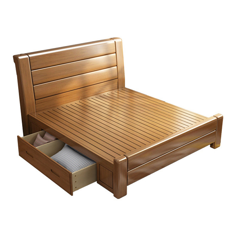 84.65-inch Wide Traditional Bed Frame Pine Wood Bed with Headboard