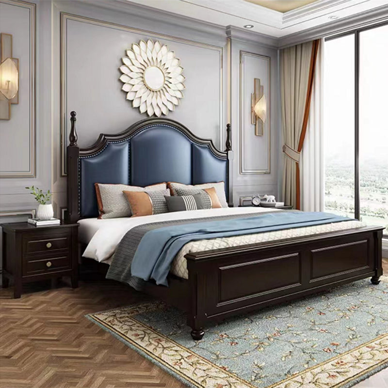 Victorian Style Solid Wood Bed 55.1" H Camelback Headboard Bed Frame with Mattress