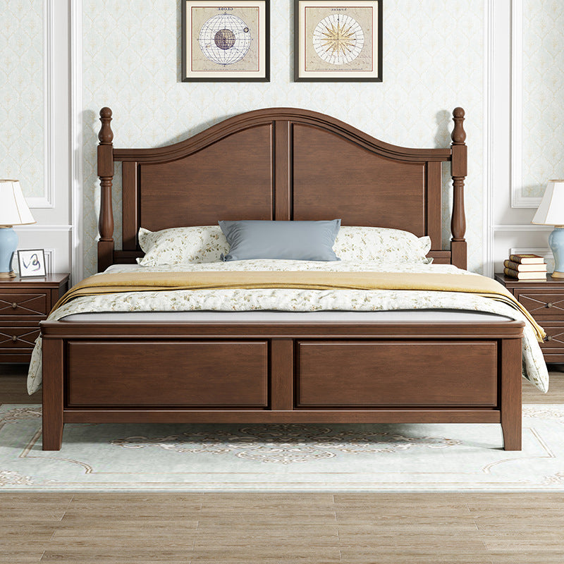 84.65 inch Wide Rustic Bed Frame Rubberwood Bed with Headboard