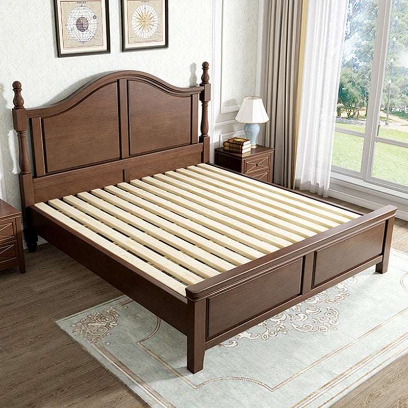 84.65 inch Wide Rustic Bed Frame Rubberwood Bed with Headboard