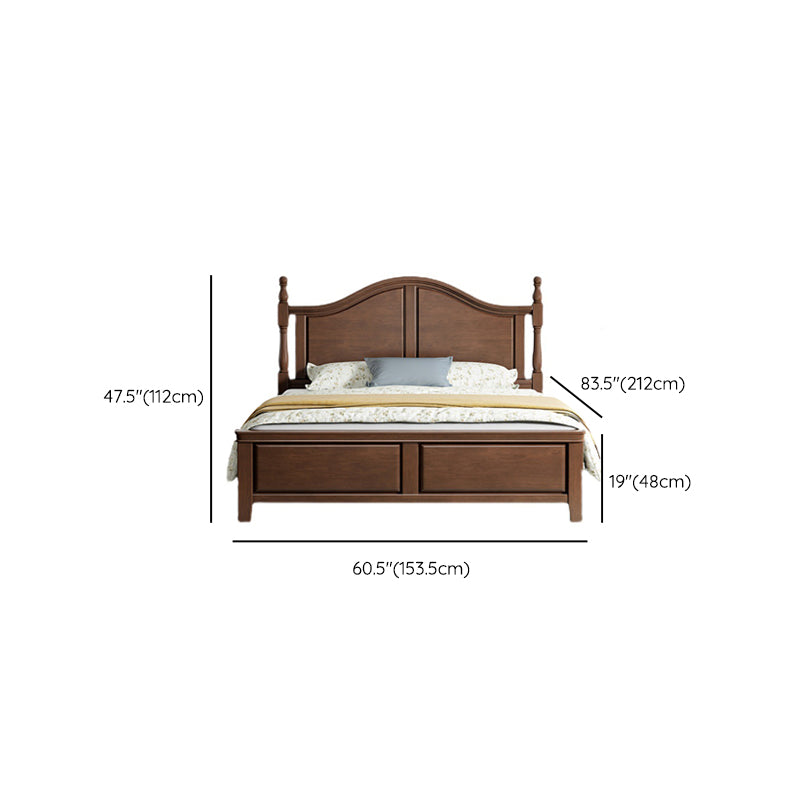 84.65 inch Wide Rustic Bed Frame Rubberwood Bed with Headboard