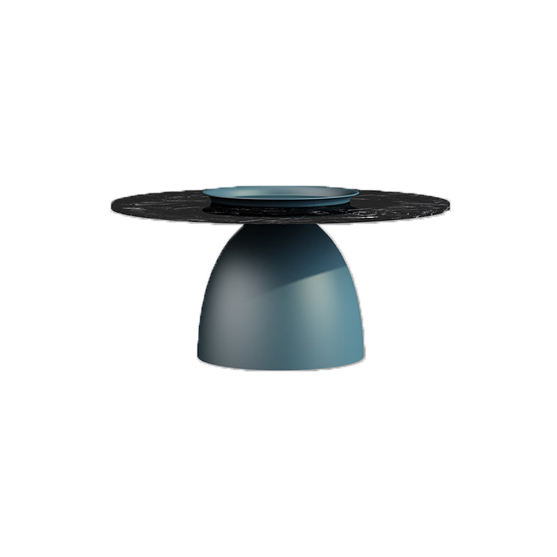 Mid-Century Modern Metal Pedestal Round Tray Top Single Coffee Table