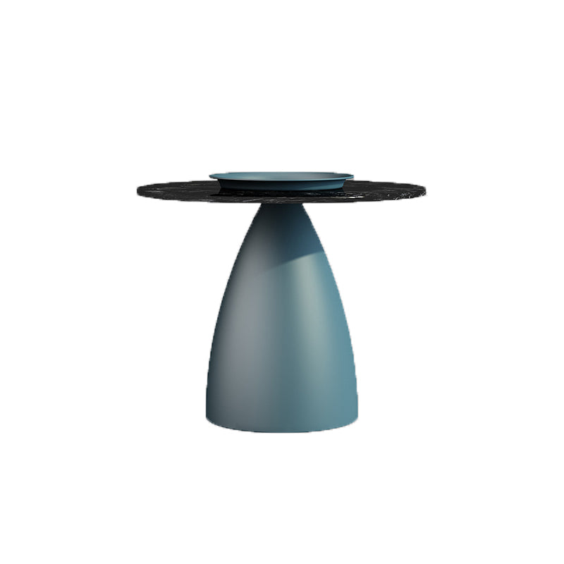 Mid-Century Modern Metal Pedestal Round Tray Top Single Coffee Table