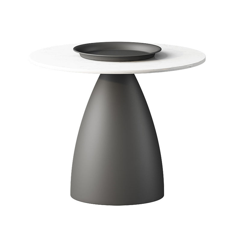 Mid-Century Modern Metal Pedestal Round Tray Top Single Coffee Table