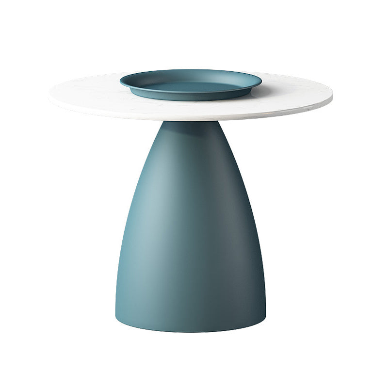 Mid-Century Modern Metal Pedestal Round Tray Top Single Coffee Table