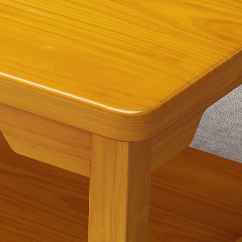 Modern 4 Legs Solid Wood Rectangular with Storage Shelf Single Coffee Table
