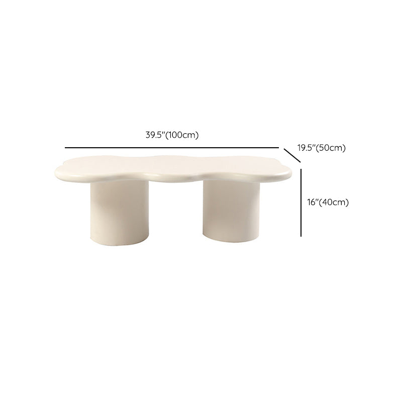 Scandinavian Free Form Coffee Table with Wooden Base in White