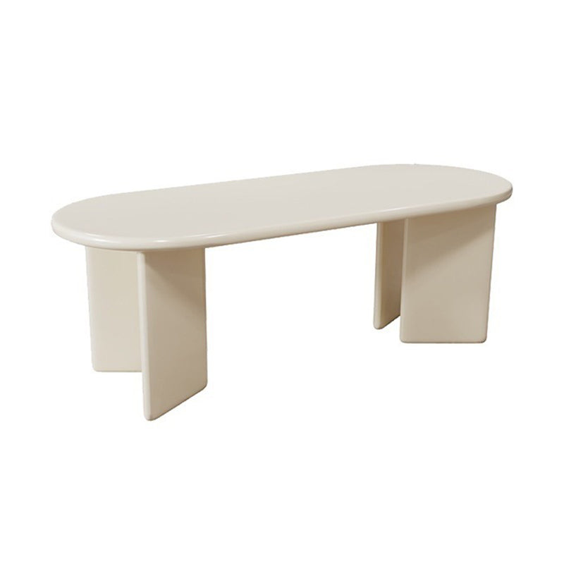 Contemporary Oval Wooden Coffee Table with 4 Legs and Wooden Top