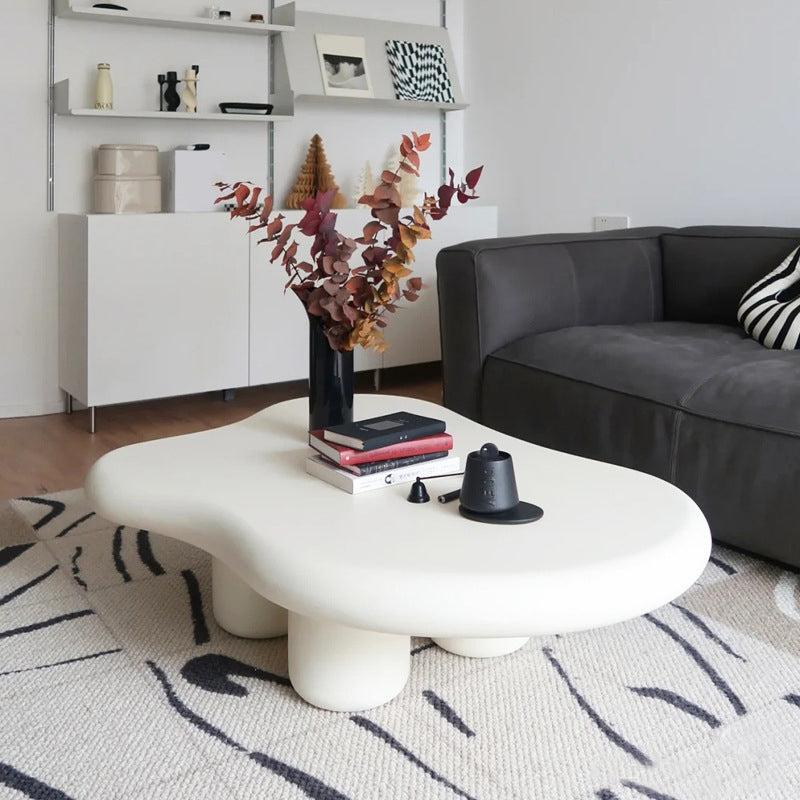 Scandinavian Free Form Coffee Table with 4 Legs in Pine Wood