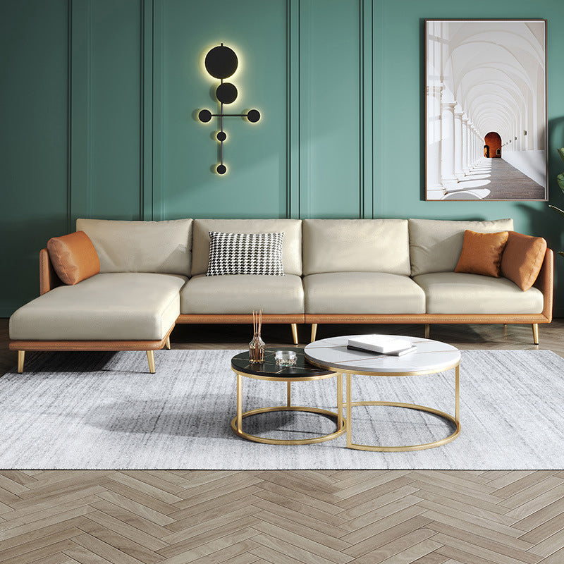 34.25 " H Faux Leather Square Arm Sofa & Chaise for Living Room