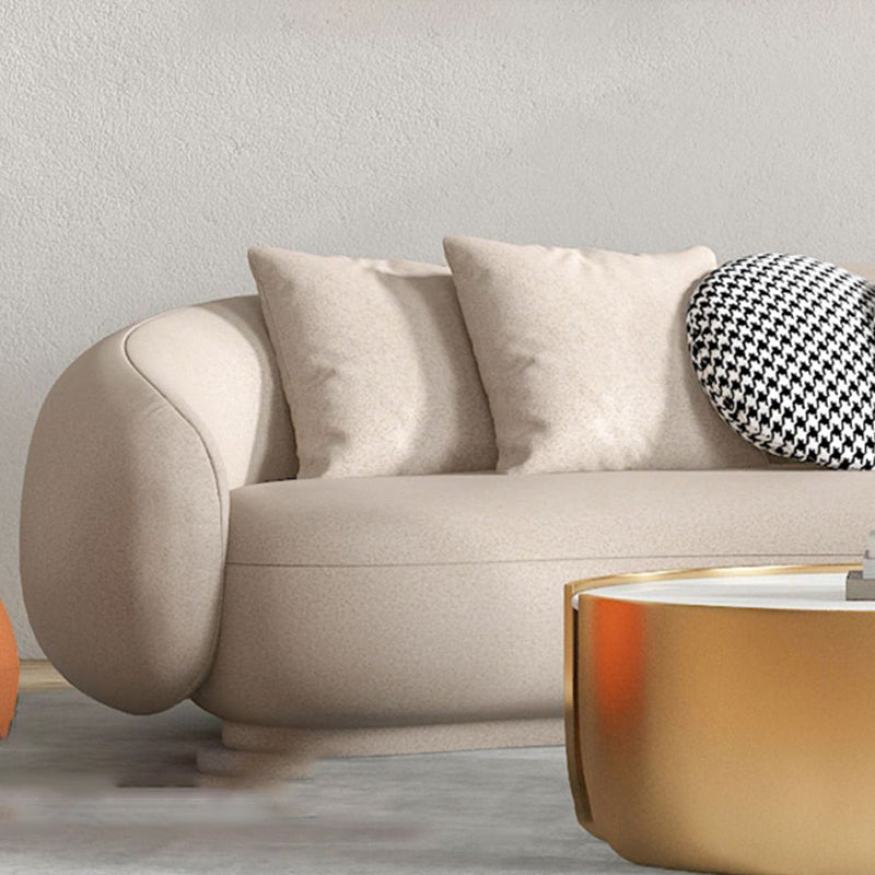 Contemporary Faux Leather Tight Back Curved Sofa Sloped Arm Sofa