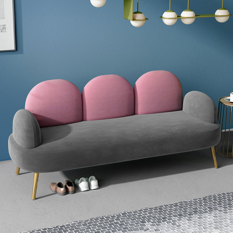 Contemporary Round Arm Sofa Tight BackCamel Back Standard Sofa