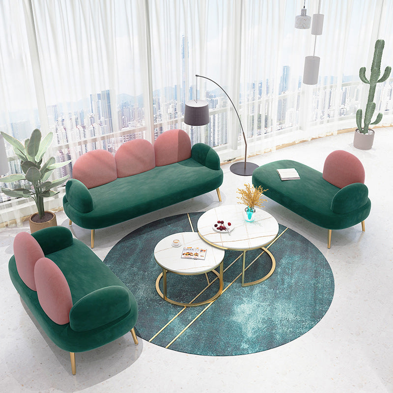 Contemporary Round Arm Sofa Tight BackCamel Back Standard Sofa