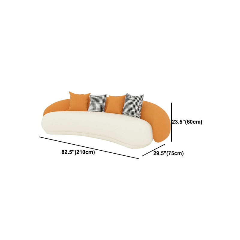 Faux Leather Sloped Arm Curved Sofa Tight Back Seating for Apartment