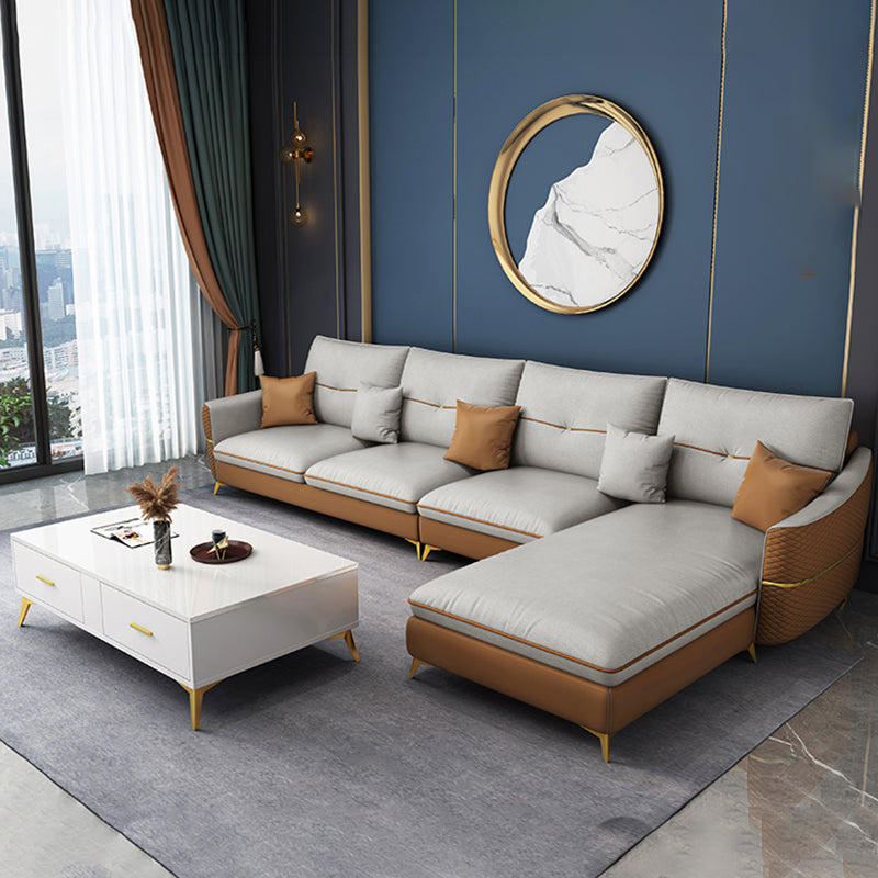 37.4 " H Faux Leather Flared Arm Sofa & Chaise for Living Room