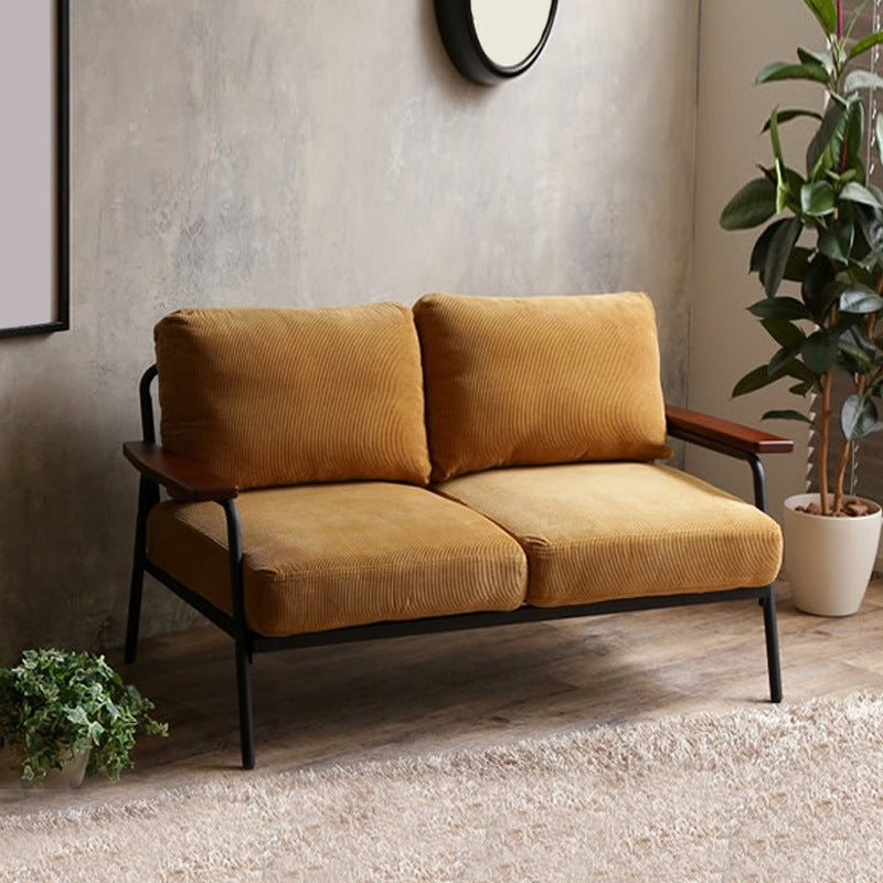 Contemporary Square Arm Sofa 2-seater Standard Sofa with 2 Pillows