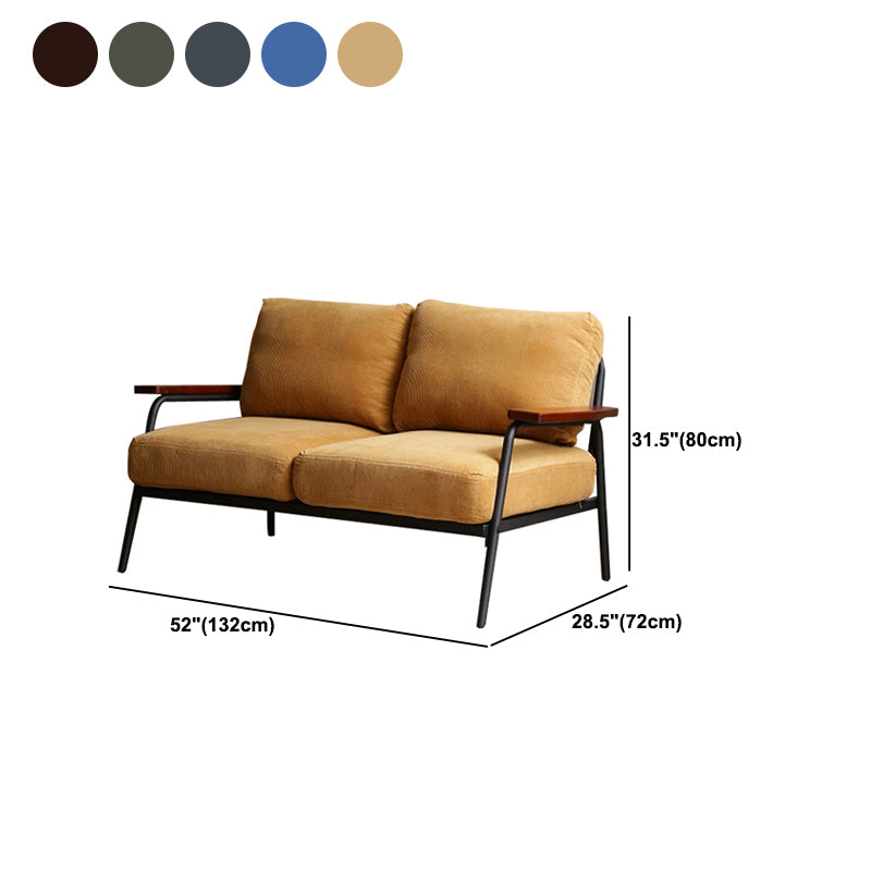 Contemporary Square Arm Sofa 2-seater Standard Sofa with 2 Pillows