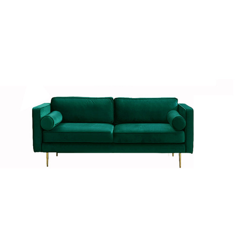 Tuxedo Arm Sofa Modern Style Green Velvet Sofa with Metal Legs