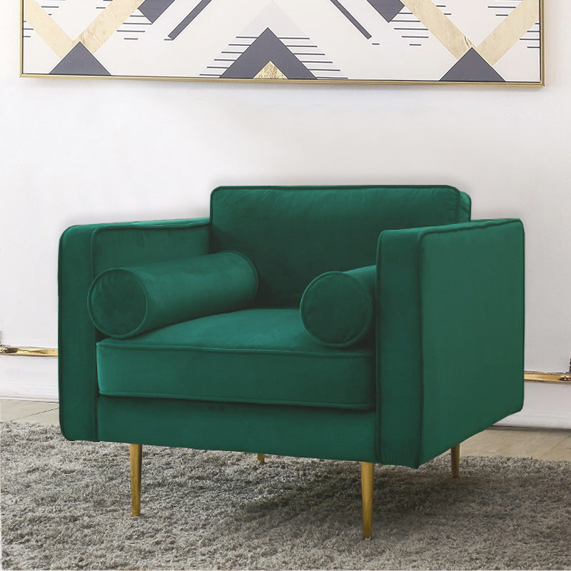 Tuxedo Arm Sofa Modern Style Green Velvet Sofa with Metal Legs