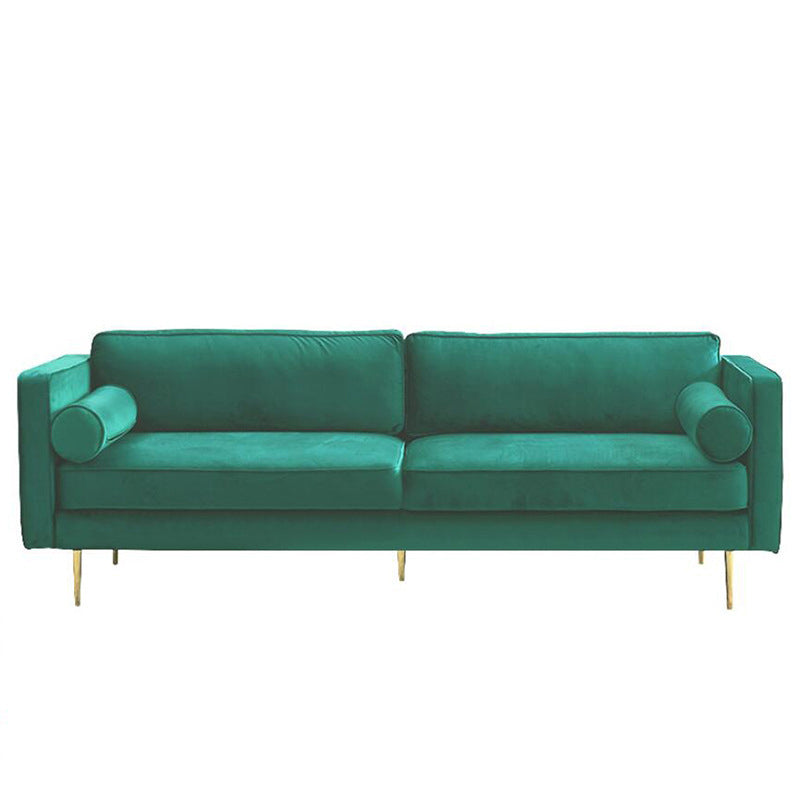 Tuxedo Arm Sofa Modern Style Green Velvet Sofa with Metal Legs