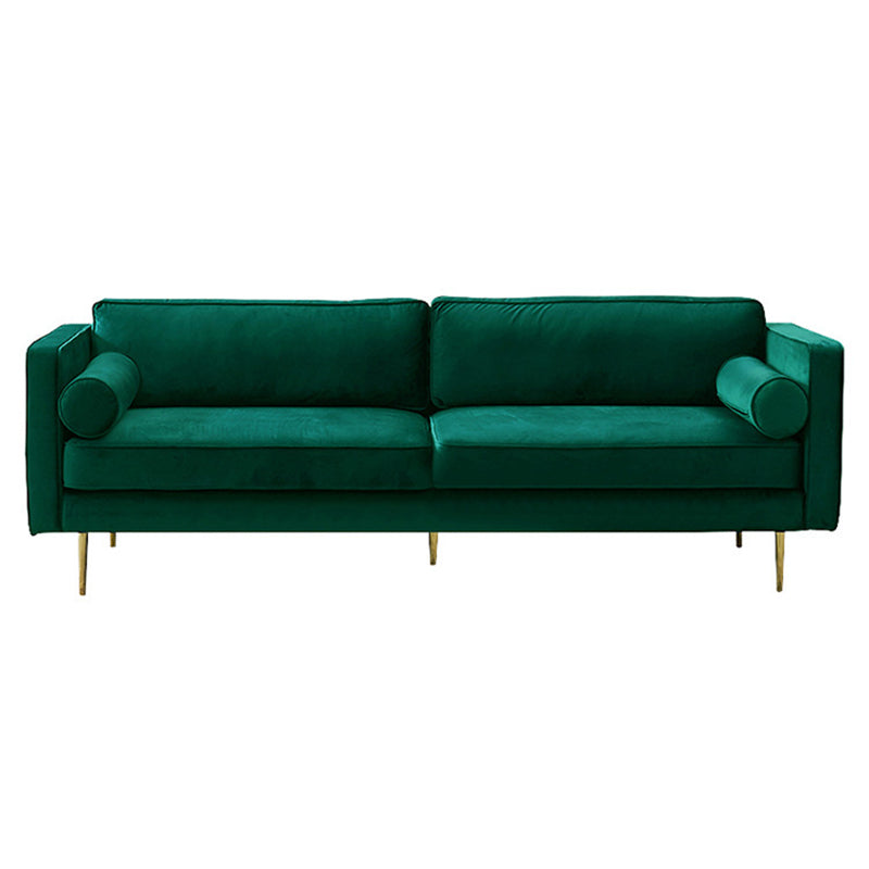 Tuxedo Arm Sofa Modern Style Green Velvet Sofa with Metal Legs
